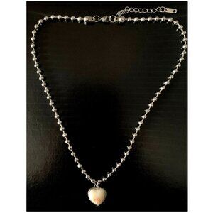Fashion S. STEEL Necklace w/ Heart Pendant 16 in. + 2 in. extender